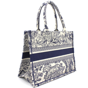 Blue Toile de Jouy Embroidery Booktote Small