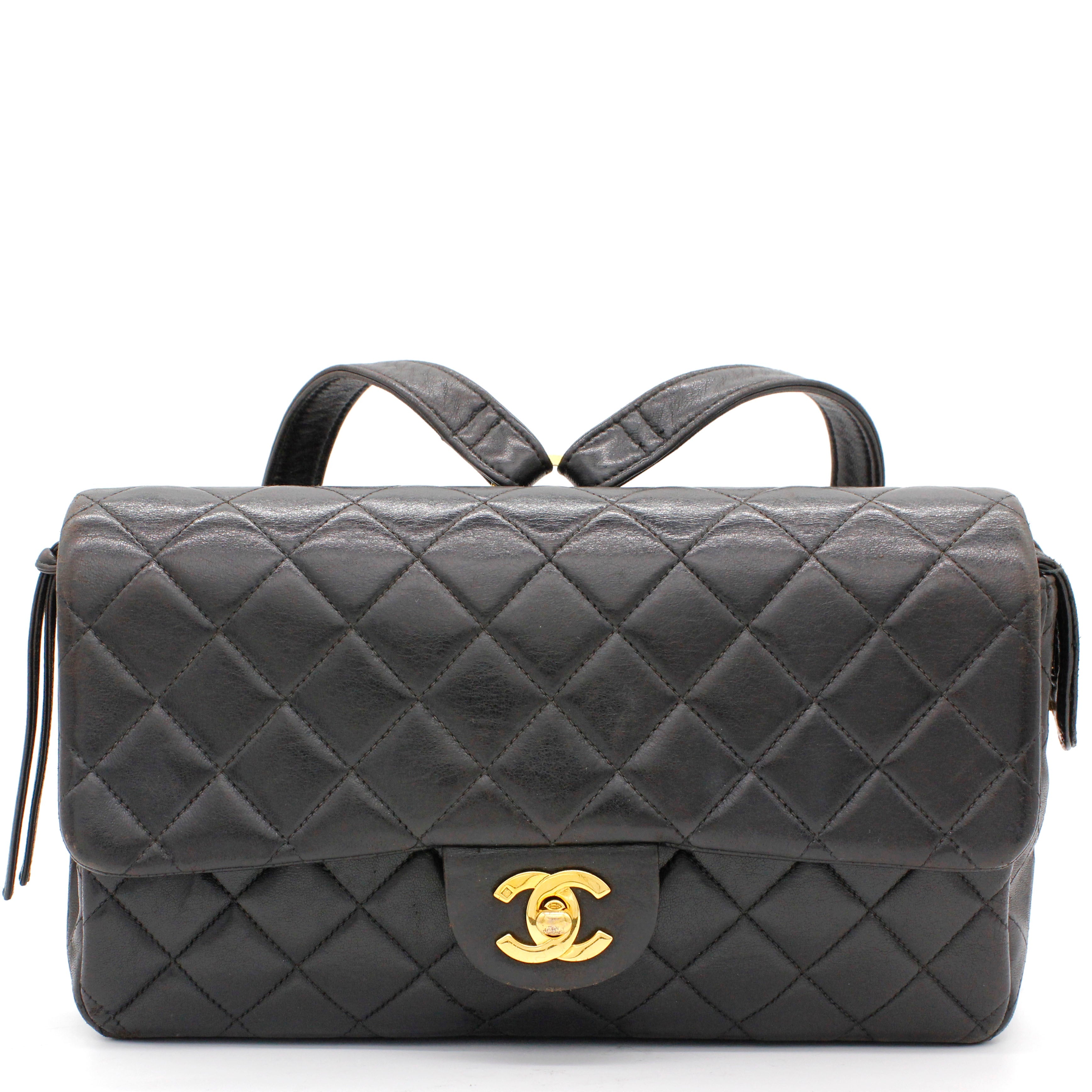 Black lambskin Vintage Backpack