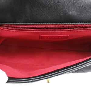 Lambskin Quilted Small Circular Handle Bag Black