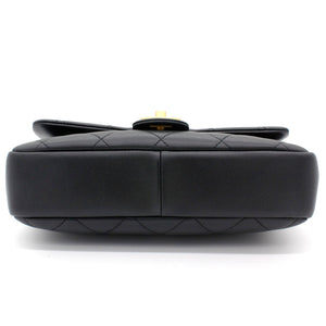 Lambskin Quilted Small Circular Handle Bag Black