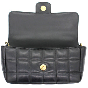 Square Quilted Chocolate Bar Mini Flap Black