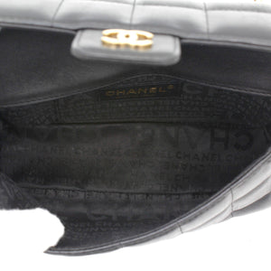 Square Quilted Chocolate Bar Mini Flap Black
