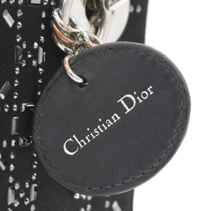 Satin Crystal Cannage Mini Lady Dior Black
