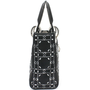 Satin Crystal Cannage Mini Lady Dior Black
