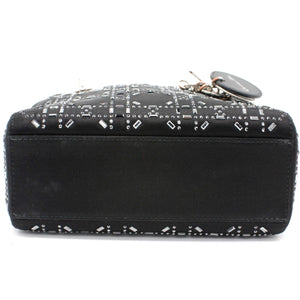 Satin Crystal Cannage Mini Lady Dior Black