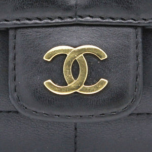 Square Quilted Chocolate Bar Mini Flap Black