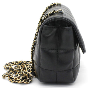 Square Quilted Chocolate Bar Mini Flap Black