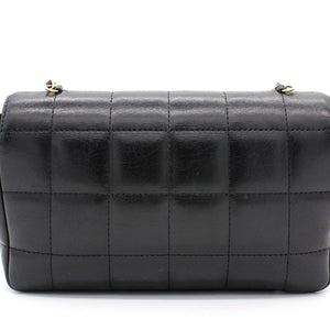Square Quilted Chocolate Bar Mini Flap Black