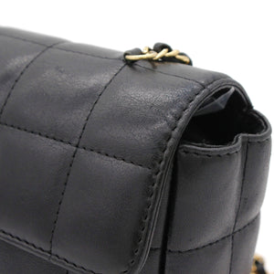 Square Quilted Chocolate Bar Mini Flap Black