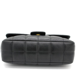 Square Quilted Chocolate Bar Mini Flap Black