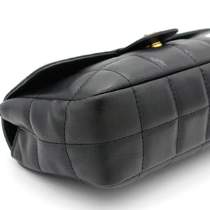 Square Quilted Chocolate Bar Mini Flap Black