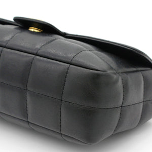 Square Quilted Chocolate Bar Mini Flap Black