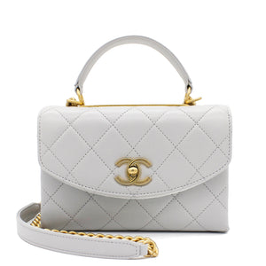 Quilted Lambskin Top Handle Flap Bag