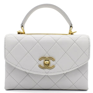 Quilted Lambskin Top Handle Flap Bag