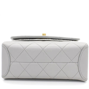 Quilted Lambskin Top Handle Flap Bag