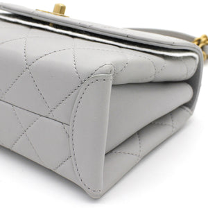 Quilted Lambskin Top Handle Flap Bag