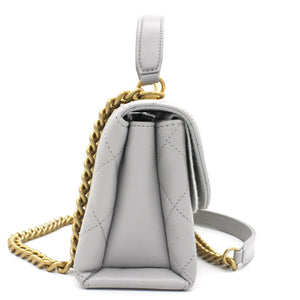 Quilted Lambskin Top Handle Flap Bag