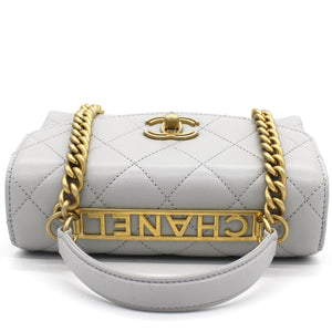 Quilted Lambskin Top Handle Flap Bag