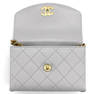 Quilted Lambskin Top Handle Flap Bag