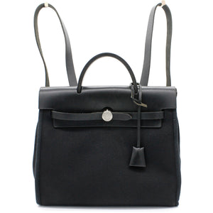 Black Canvas and Leather 2-in-1 Herbag 31 Backpack
