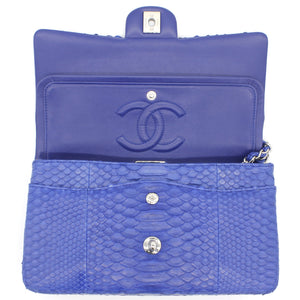 Blue Snack Leather Classic Double Flap Bag
