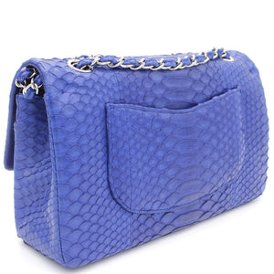 Blue Snack Leather Classic Double Flap Bag
