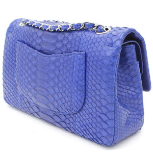 Blue Snack Leather Classic Double Flap Bag