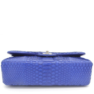 Blue Snack Leather Classic Double Flap Bag