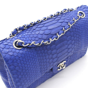 Blue Snack Leather Classic Double Flap Bag