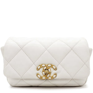 Lambskin Quilted 19 Waist Bag White