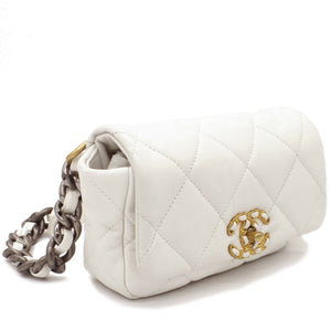Lambskin Quilted 19 Waist Bag White