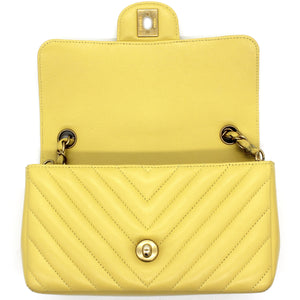 Classic Flap Mini Chevron Lambskin Yellow