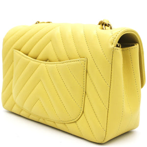 Classic Flap Mini Chevron Lambskin Yellow