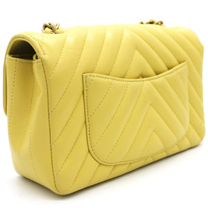 Classic Flap Mini Chevron Lambskin Yellow