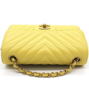 Classic Flap Mini Chevron Lambskin Yellow