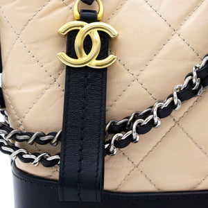 Calfskin Quilted Small Gabrielle Hobo Black Beige
