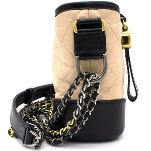 Calfskin Quilted Small Gabrielle Hobo Black Beige