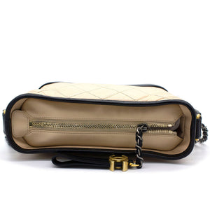 Calfskin Quilted Small Gabrielle Hobo Black Beige