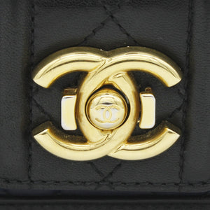 Lambskin Quilted Medium Elegant CC Flap Navy Black