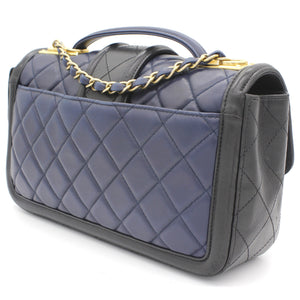 Lambskin Quilted Medium Elegant CC Flap Navy Black