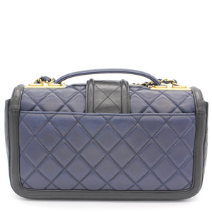 Lambskin Quilted Medium Elegant CC Flap Navy Black