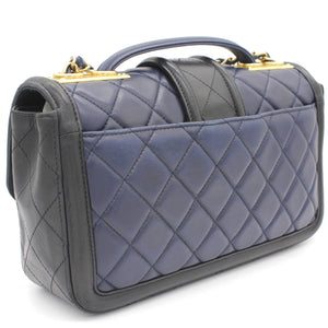 Lambskin Quilted Medium Elegant CC Flap Navy Black