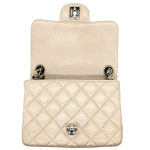 Beige Caviar Quilted Mini Square Flap Bag