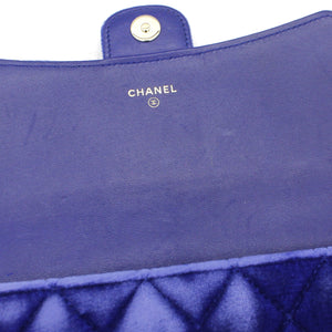 Velvet Quilted Wallet on Removable Chain Navy