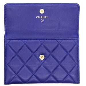 Velvet Quilted Wallet on Removable Chain Navy