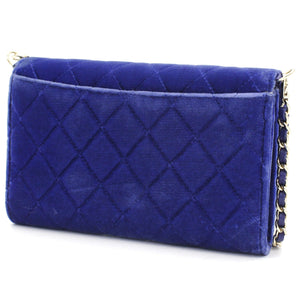 Velvet Quilted Wallet on Removable Chain Navy