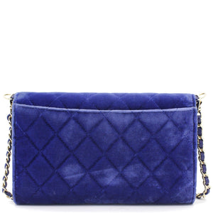 Velvet Quilted Wallet on Removable Chain Navy
