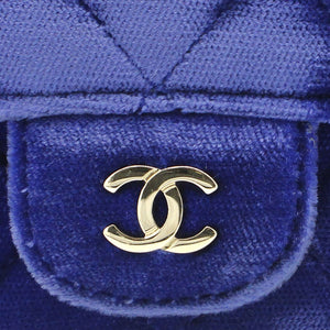 Velvet Quilted Wallet on Removable Chain Navy