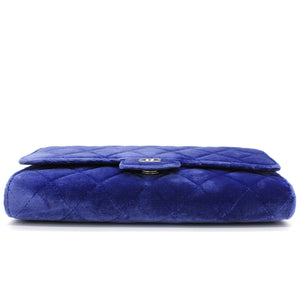 Velvet Quilted Wallet on Removable Chain Navy