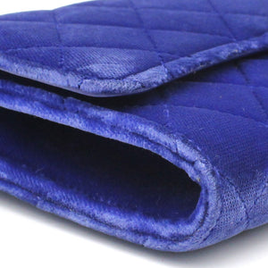 Velvet Quilted Wallet on Removable Chain Navy